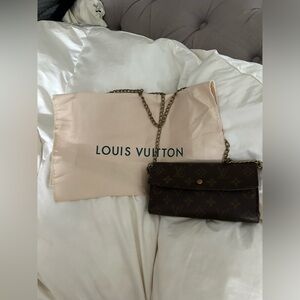 Dark brown Louis Vuitton wallet on chain